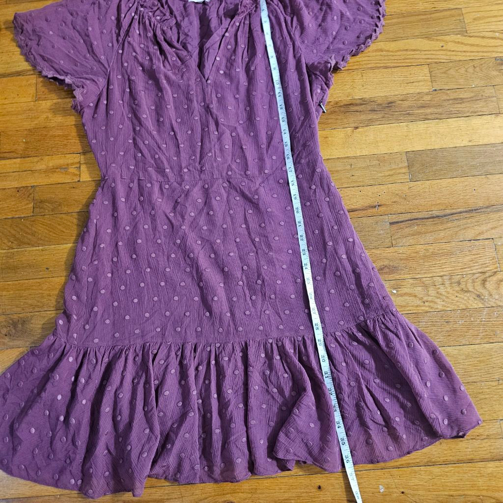 Rebecca Taylor Plum Polka Dot Dress Size 12 - Picture 3 of 8